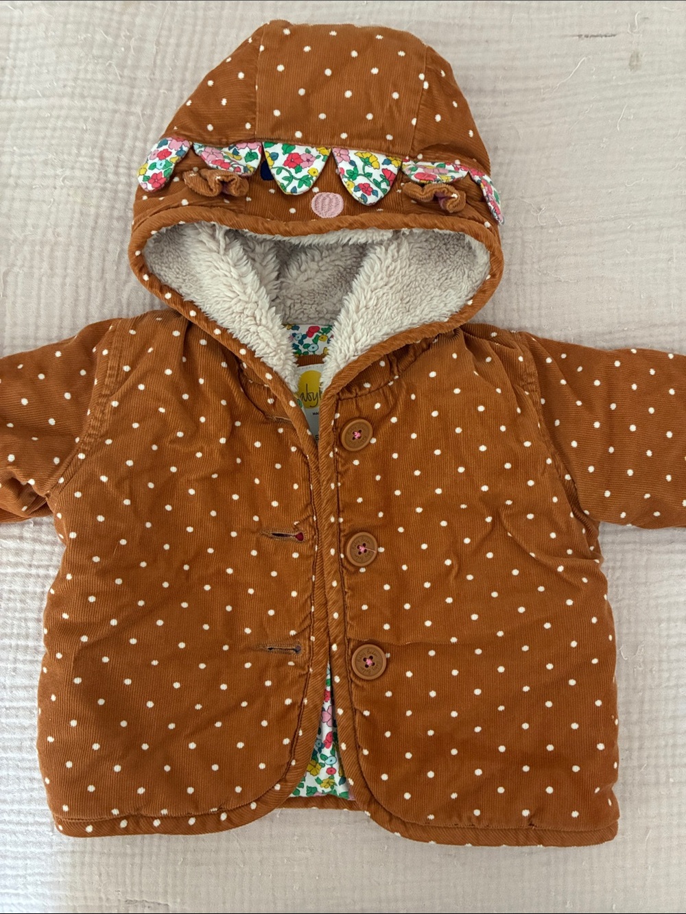 Baby Boden Hedgehog cord jacket 6-9M